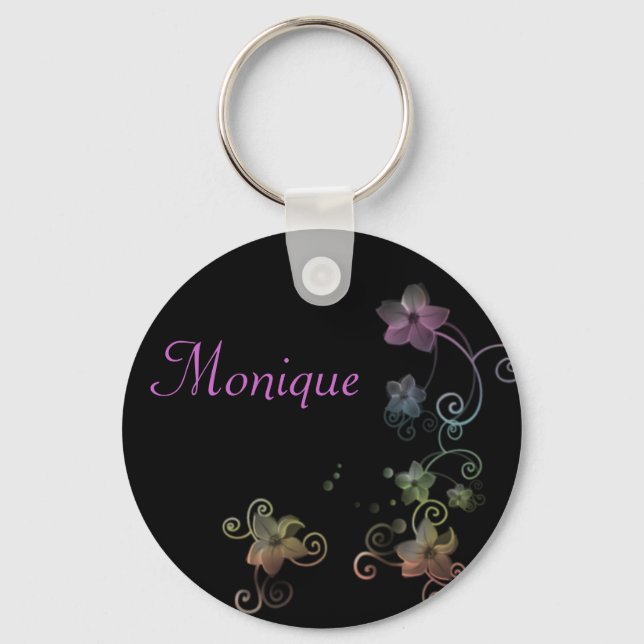 Chaveiro Keyring de nome personalizado - Flores do arco-íri (Frente)