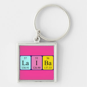 Chaveiro Keyring do nome da mesa periódica de Laiba
