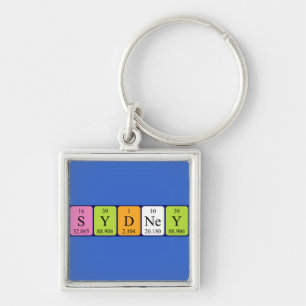 Chaveiro Keyring do nome da mesa periódica de Sydney