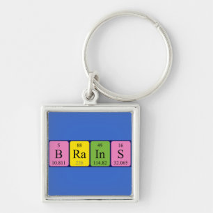 Chaveiro Keyring do nome da mesa periódica dos cérebros