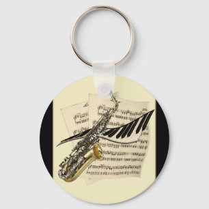 Chaveiro Keyring do saxofone & da música do piano