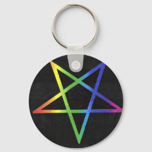Chaveiro Keyring invertido do pentagram do arco-íris