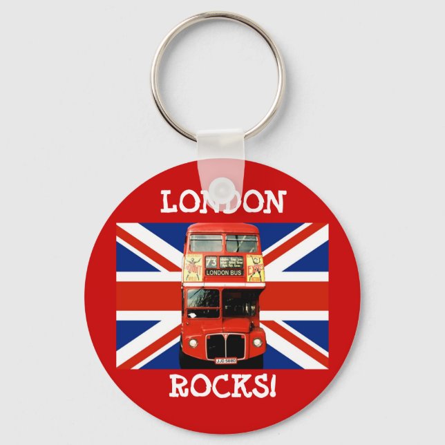 Chaveiro Keyring London Bus e British Flag (Frente)