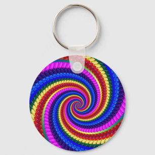 Chaveiro Keyring - Padrão Fractal de espiral do arco-íris