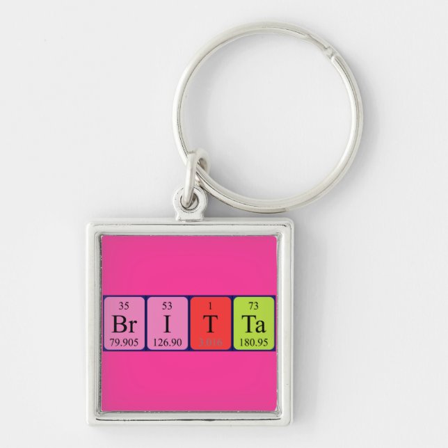 Chaveiro keyring periódico de nome da mesa Britta (Frente)