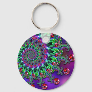 Chaveiro Keyring - turquesa do roxo do Fractal de Bokeh