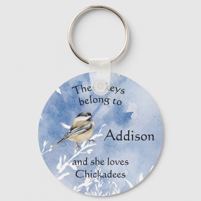 Chaveiro Keys Custom Name Ama Chickadee Bird Cute (Frente)