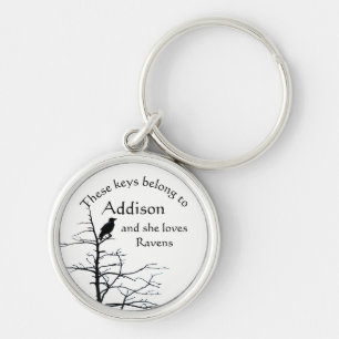 Chaveiro Keys Pertencem a Nome Personalizado Ama Aves Raven