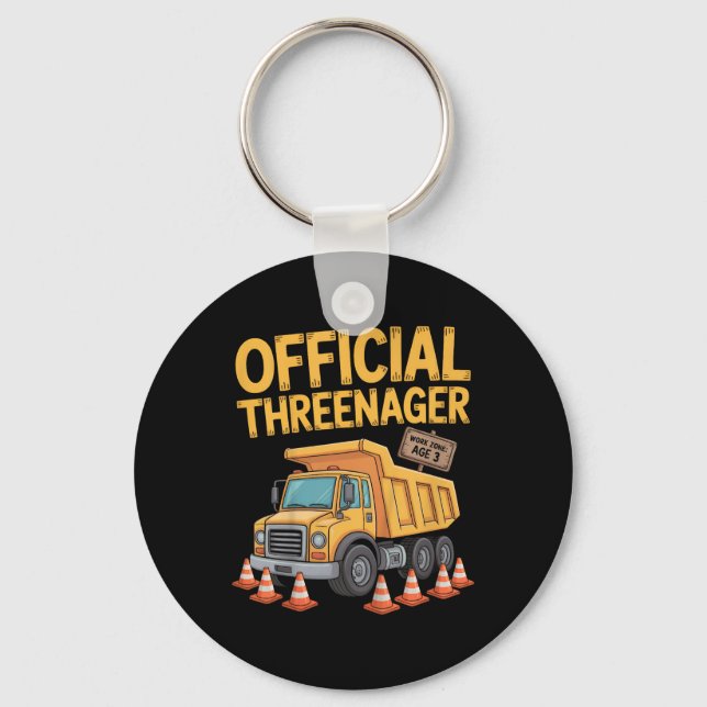 Chaveiro Kids Birthday Boy Three Years Old Threenager Const (Frente)