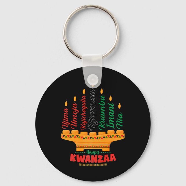 Chaveiro Kinara Sete Velas Princípios De Kwanzaa Happy K (Frente)