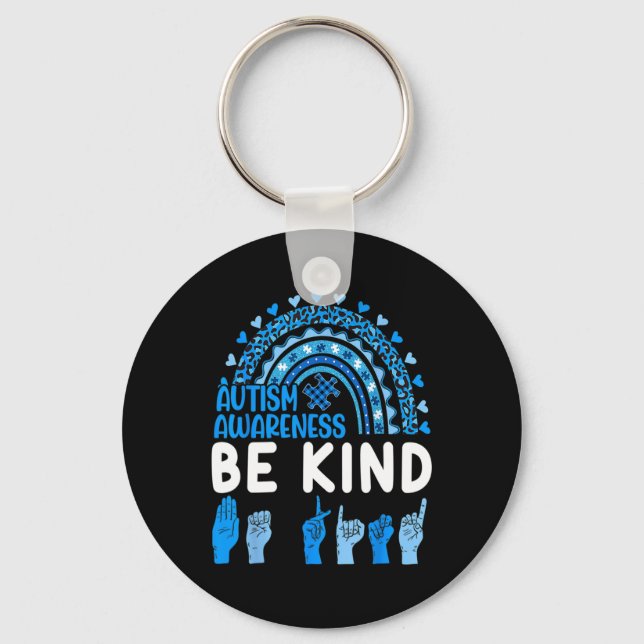 Chaveiro Kind Sinal Language Asl Quebra-cabeça Rainbow Auti (Frente)