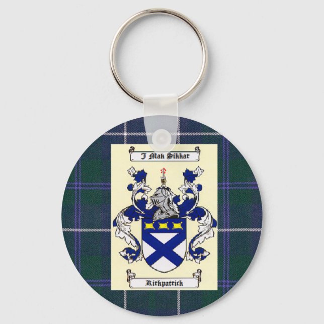 Chaveiro Kirkpatrick Crest em Douglas Blue Tartan (Frente)