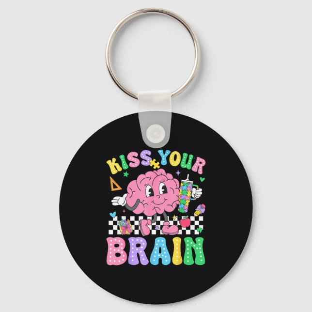 Chaveiro Kiss Your Brain Valentines Autism Awareness Teache (Frente)