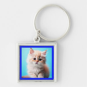 Chaveiro Kitten Adorável com Fundo Azul