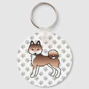 Chaveiro Klee Kai Cute Dog & Paws, Branco E Vermelho