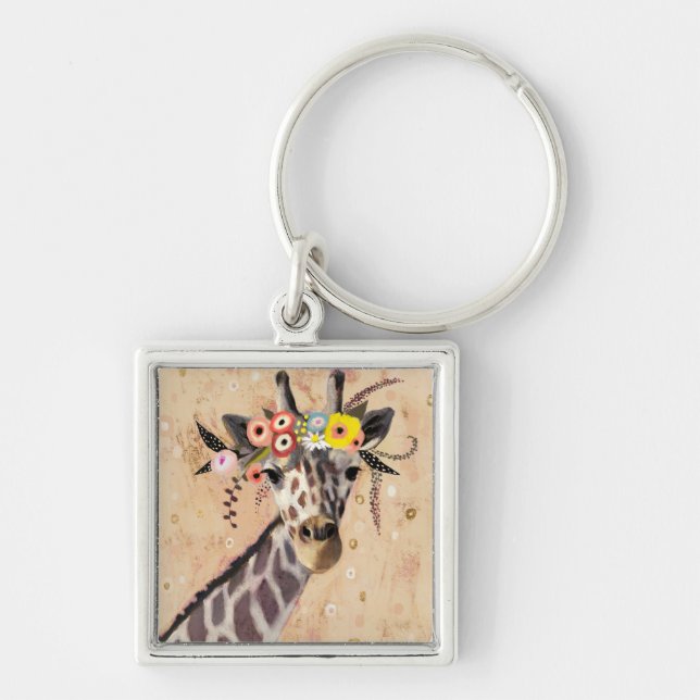 Chaveiro Klimt Giraffe | Coroa De Flores (Frente)
