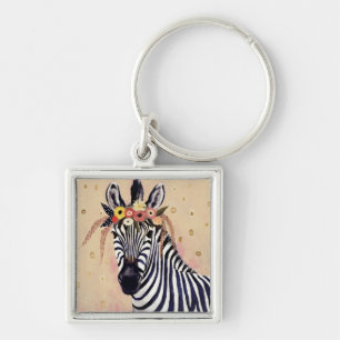 Chaveiro Klimt Zebra Adornada Em Flores