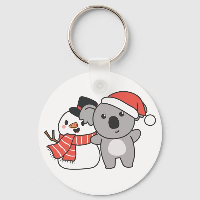 Chaveiro Koala Com Snowman No Inverno Para O Natal Keychai (Frente)