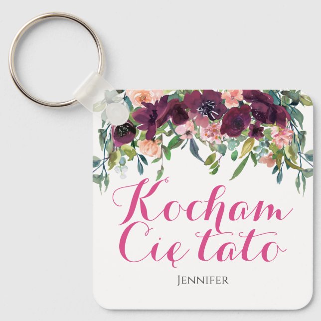 Chaveiro Kocham Ciętato Amo-te pai no presente polonês (Frente)