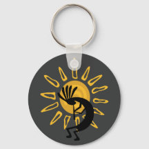 Kokopelli Dourado Sun Southwest Key Chain