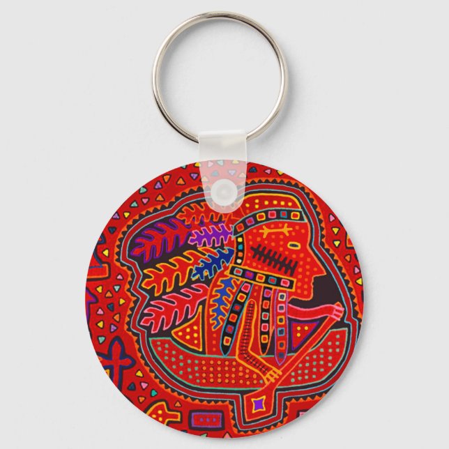 Chaveiro Kuna Indian Man in Canoe (Frente)