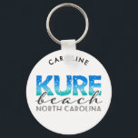 Chaveiro Kure Beach North Carolina Nome Distinto<br><div class="desc">Este design apresenta um efeito abraçador, azul-esverdeado, em tipografia angustiada, com espaço para adicionar seu próprio nome ou mensagem. Clique no botão personalizar para obter mais opções para adicionar texto! Variações deste design, cores adicionais, além de coordenar produtos estão disponíveis em nosso compro, zazzle.com/doodlelulu*. Entre em contato conosco se precisar...</div>