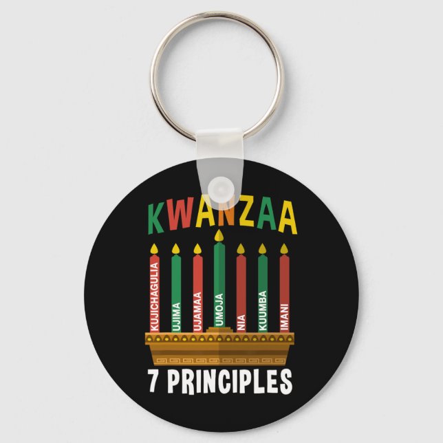 Chaveiro Kwanzaa 7 Princípios Vela Kinara Pan Africanos P (Frente)