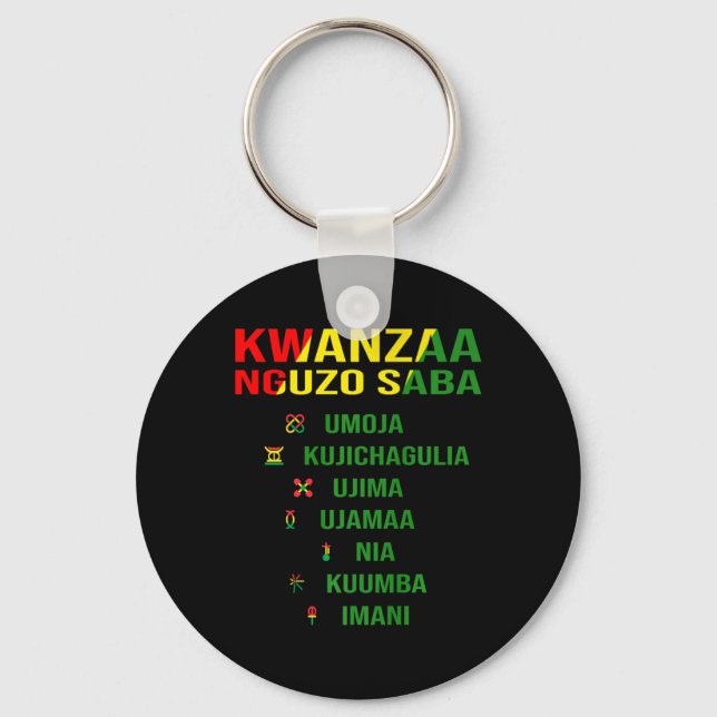 Chaveiro Kwanzaa - Swahili Para Os Sete Princípios (Frente)