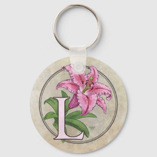 Chaveiro L para o monograma da flor do lírio