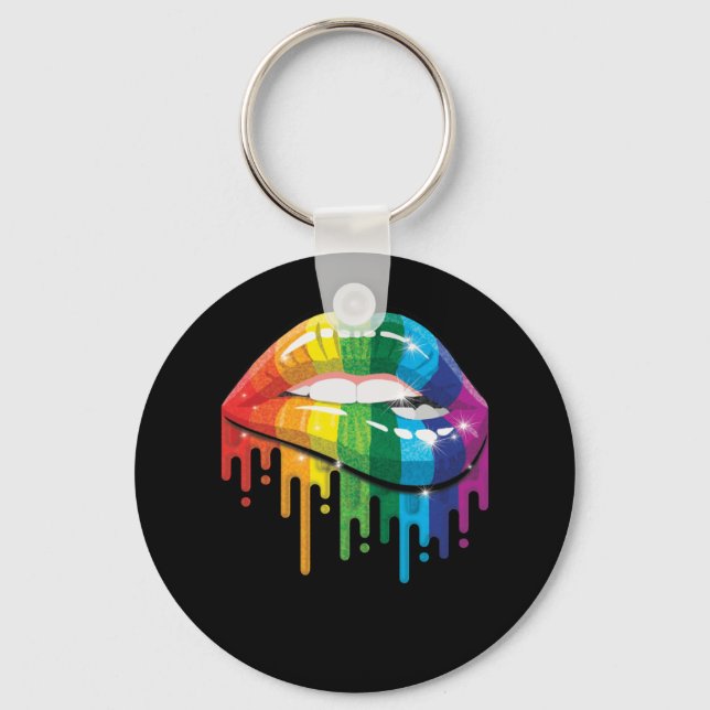 Chaveiro Lábios Arco-Íris Orgulho Gay LGB LGB Gift (Frente)