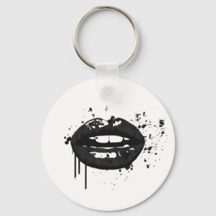 Chaveiro Lábios beijam maquiagem glamour preto e branco