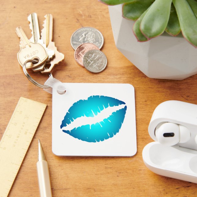 Chaveiro Lábios com Degradê Azul Aqua (Mesa)