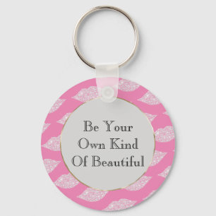 Chaveiro Lábios de Diamantes Brancos de Cinzas Rosa