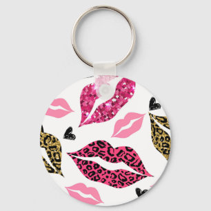 Chaveiro Lábios reluzentes: Padrão de Moda Leopardo