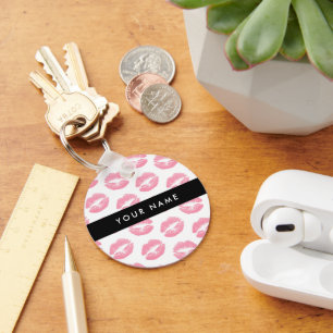 Chaveiro Lábios Rosa, Beijo, Batom, Seu Nome, Personalizar