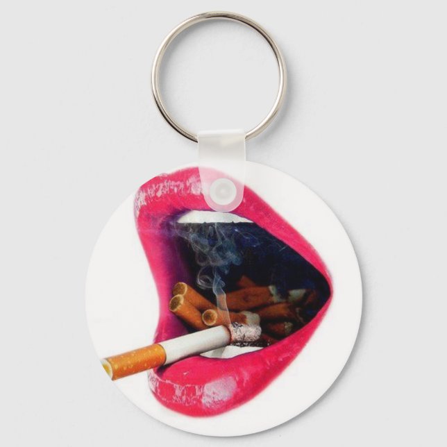 Chaveiro Lábios rosa com cigarro (Frente)