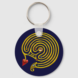 Chaveiro LABIRINTH DOURADO MEDIEVE COM GEMSTONAS Azul