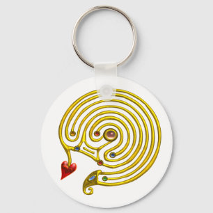 Chaveiro LABIRINTH MEDIEVAL DOURADO COM GEMSTONAS brancas