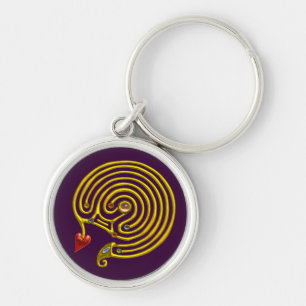Chaveiro LABIRINTH MEDIEVAL DOURADO E GEMSTONAS Roxo