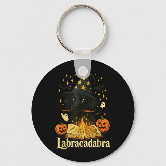 Chaveiro Labracadabra Labrador Preto Feiticeiro Halloween (Frente)