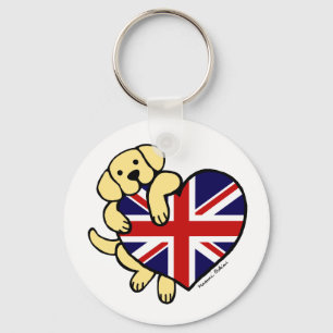 Chaveiro Labrador amarelo & de bandeira do Reino Unido