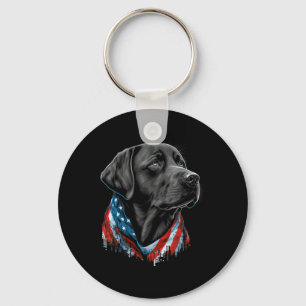 Chaveiro Labrador Americano Patriótico Preto Usa 4 De Julho