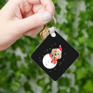 Chaveiro Labrador Dourado Boneco de Neve Natal Divertido