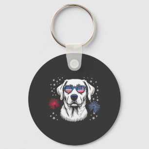 Chaveiro Labrador Patriótico com Óculos de Sol EUA