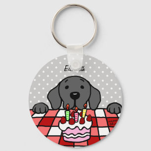 Chaveiro Labrador preto que olha o endurecer