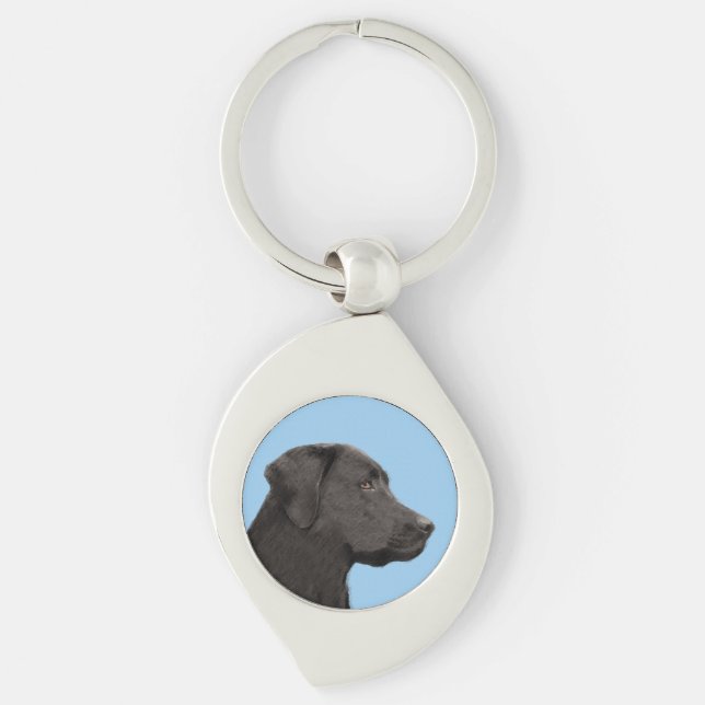 Chaveiro Labrador Retriever Black Painting Original Dog Art (Frente)