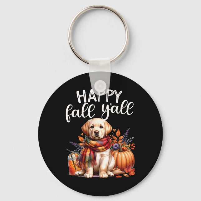 Chaveiro Labrador Retriever Dog Pumpkin Spice Happy Fall Ya (Frente)