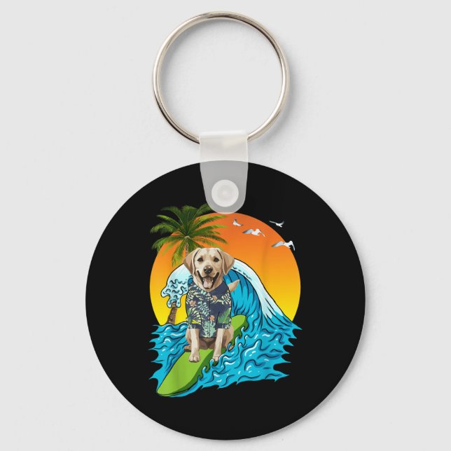 Chaveiro Labrador Retriever Dog Surfing Hawaii Sumam (Frente)