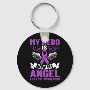 Chaveiro Laço da Epilepsia Meu Herói Agora É Meu Anjo Epile