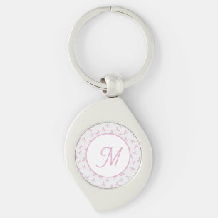 Chaveiro Laço de água-forte rosa Coquette Frilly Monogramad